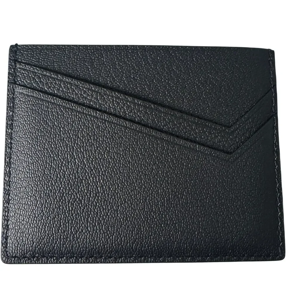 Tiffany & Co Black Leather Card Holder Wallet Gold T Logo Minimalist Luxury - Picture 2 of 11